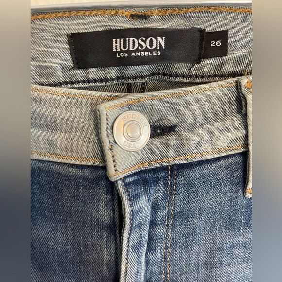 HUDSON Barbara Color-block Skinny Blue Jeans Size 26 - Picture 4 of 6